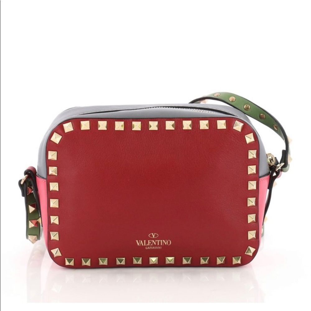 Red Valentino rockstud camera crossbody bag